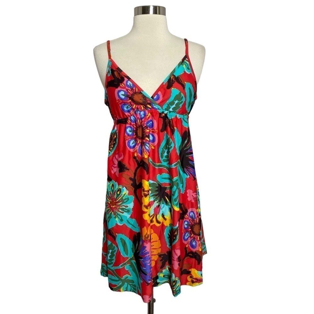 Lucky Brand Rose Label Bathing Suit Dress Floral Y2K Boho Swim Cover Up S/M